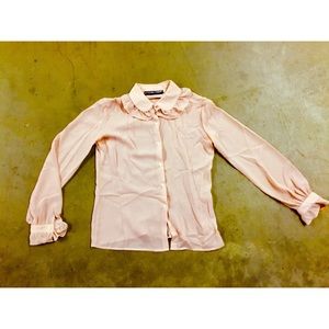 Vintage 80s Paula Saker pink blouse, size M